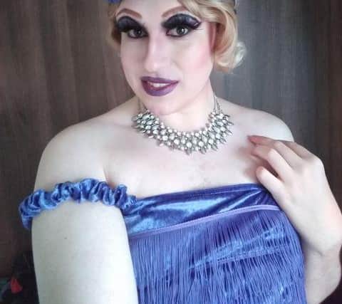 Anthony as Celeste St Clair on the night of the Miss Drag UK finale.