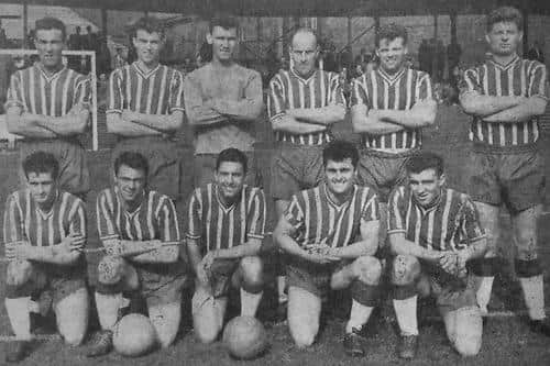 Bobby Folland (pictured back row, second from left) as part of the 1961-62 Hartlepools United squad at Victoria Park.