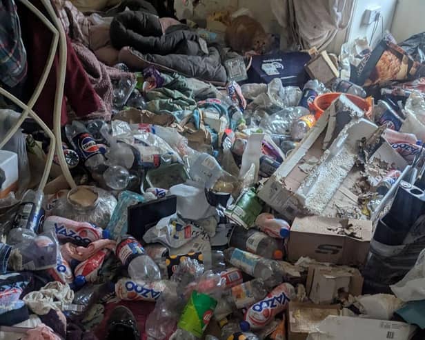 An RSPCA photograph of conditions at former GP Nicola Stirk's home.
