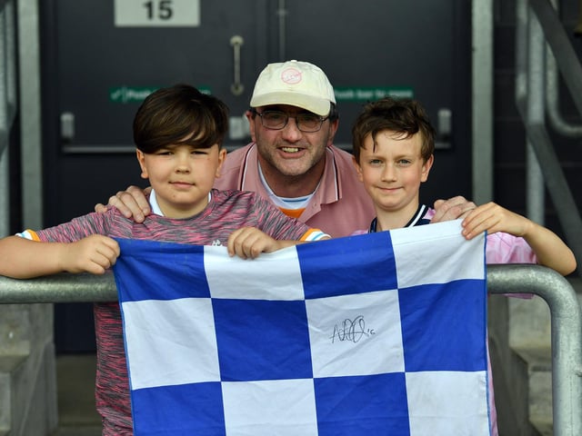 Three members of the blue and white - and pink - army.