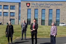 Left to right: Shadow Education Secretary Kate Green, headteacher of English Martyrs School and Sixth Form College Stephen Hammond, prospective parliamentary candidate for Hartlepool Dr Paul Williams and chief executive of Bishop Hogarth Catholic Education Trust Maura Regan.