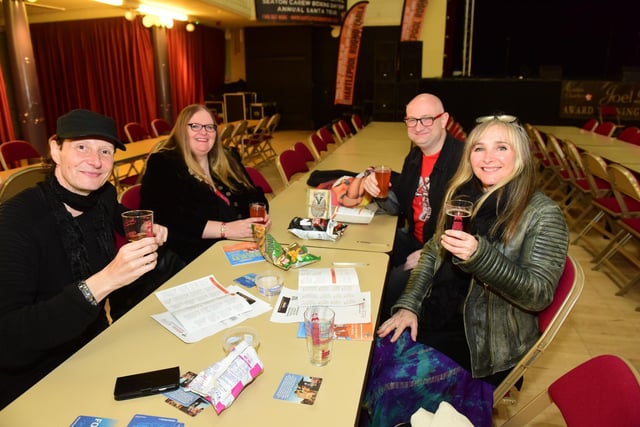 Dominic Upton, Janice Marsh, James Hall and Julie Andrews enjoying the beer festival on Saturday afternoon.