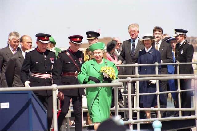 The Queen arrives in Hartlepool for her 1993 visit.