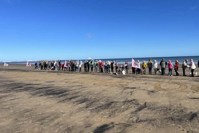 Protesters at Seaton Carew beach
