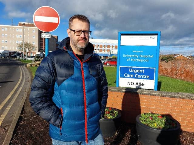 Glen Hughes of Fighting 4 Hartlepool Hospital outside the site in Holdforth Road.