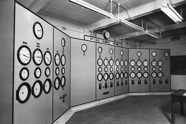 The flow of sea water throughout the plant was controlled from this central panel. Photo: Hartlepool Library Services.