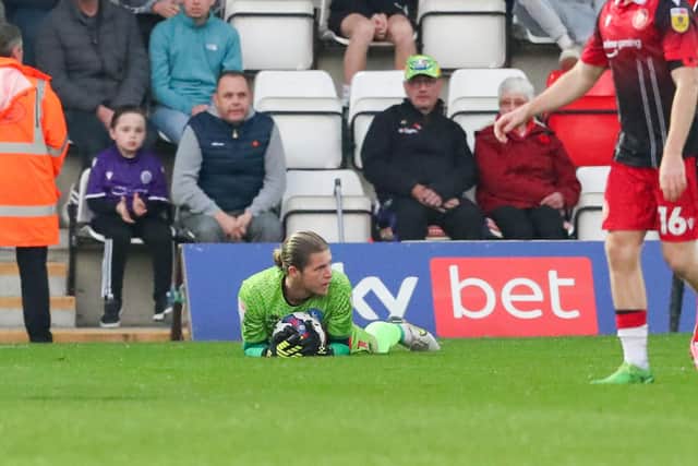 A mistake from Ben Killip saw Hartlepool United fall to a narrow defeat at Stevenage. (Credit: John Cripps | MI News)