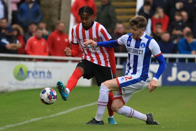 Hartlepool United earned a 1-1 draw with Sunderland at the Suit Direct Stadium. Picture by Martin Swinney.