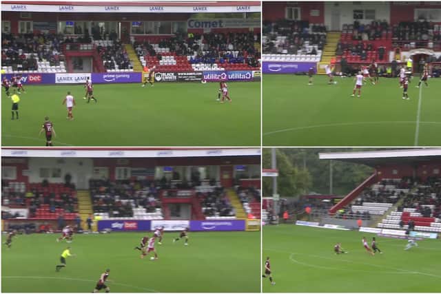 Hartlepool concede a goal at Stevenage eight seconds after taking an attacking throw-in into the Stevenage half. A failure to win the initial ball and players switching off at the back led to the side conceding a goal that would put the game out of their reach.