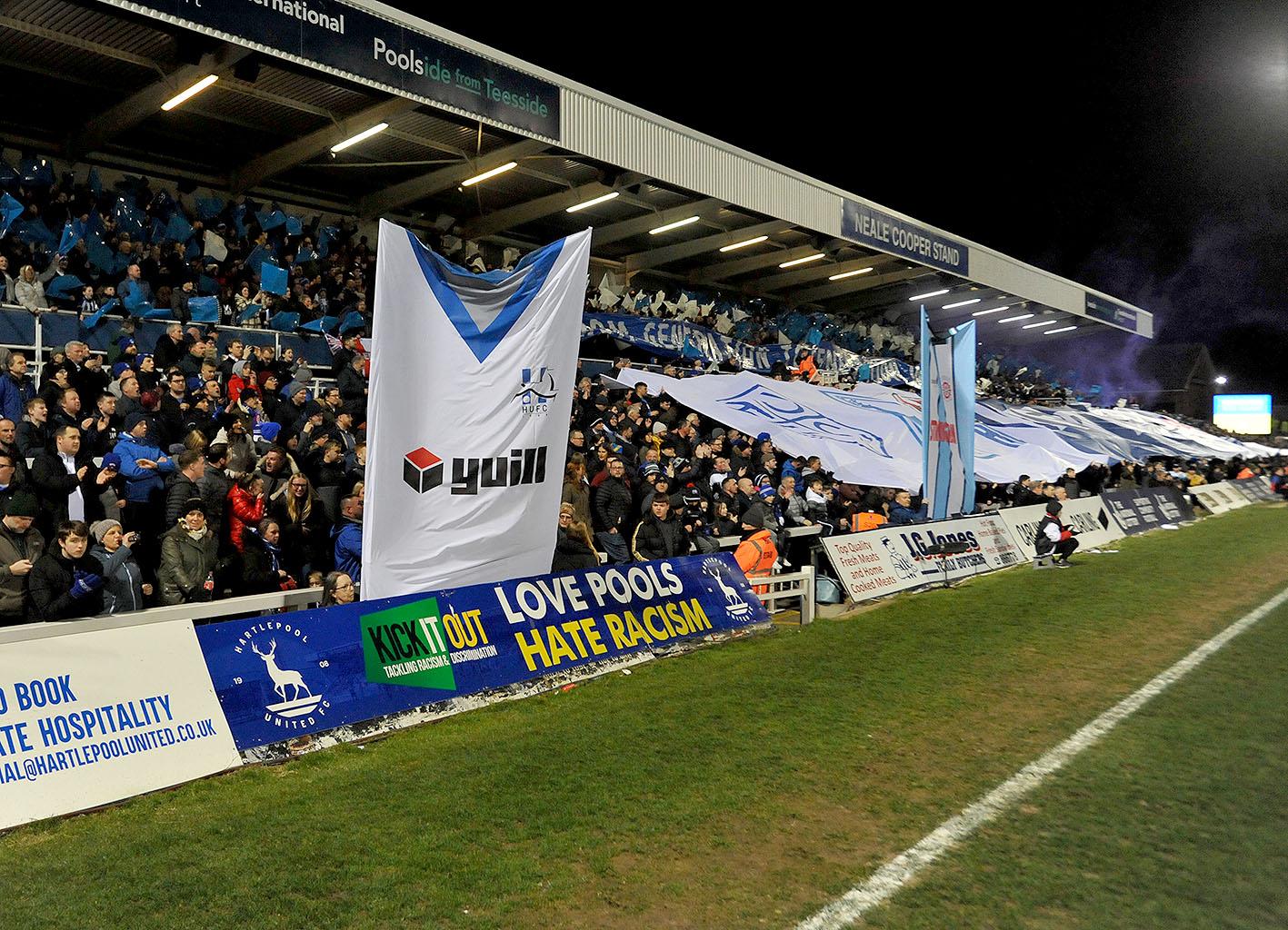 Hartlepool United fans' unveil superb flag display ahead of Rotherham ...
