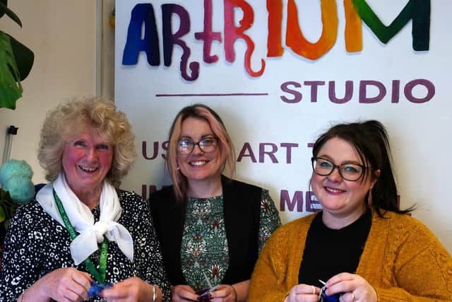 Hartlepool's charity, the Atrium, is organising a 24-hour knitathon from Friday, April 26, until Saturday, April 27. Pictured are the core team members of Hartlepool's Atrium, from left, Val Chaytor, Kathryn Hall and Hannah Goodwill.