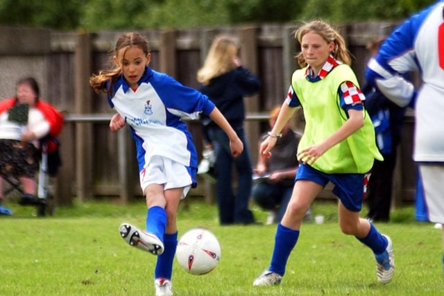 Girls' football tournament at Jarrow Festival - Boldon under-12s in the yellow bibs and Jarrow Lasses in the blue.