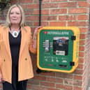 Pam Shurmer with a community access defibrillator in Hartlepool. (Photo: Pam Shurmer/PA Wire)