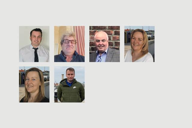 From left to right, candidates in the Seaton ward. Top row, Gordon Cranney, Martin Dunbar, Dave Hunter and Sue Little. Bottom row, Leisa Smith and Scott Standing. Stefan Morgan did not submit a photo.