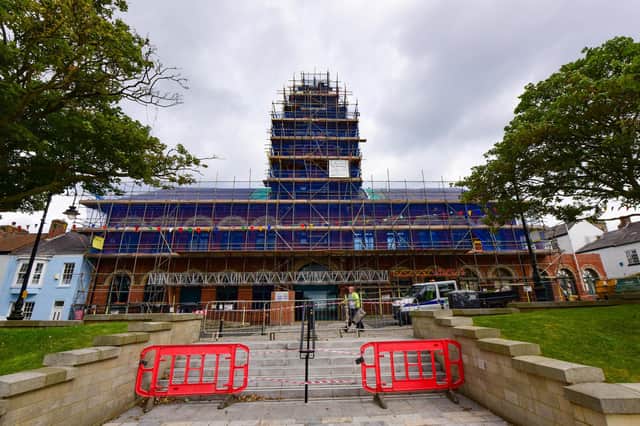 The Borough Hall, Hartlepool, covered in scaffolding