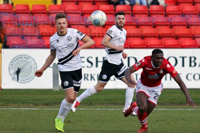Tom White in action for Gateshead in the National League (photo: Charlie Waugh)