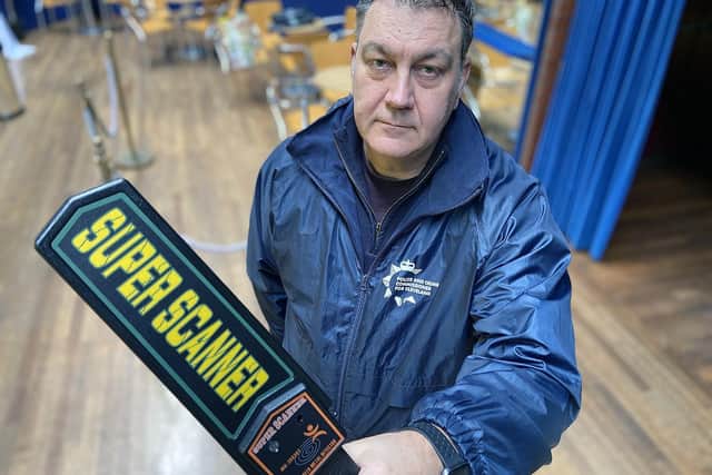 Steve Turner, Police and Crime Commissioner, holding one of the metal scanners. Picture by FRANK REID
