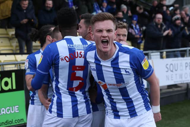 Hartlepool United celebrated their third win in four away games at Harrogate Town. (Credit: Mark Fletcher | MI News)