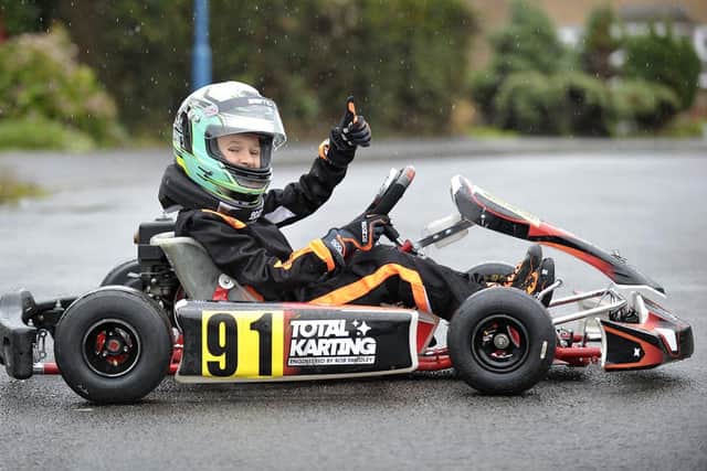 Jack Collinson (10) in his go-kart.