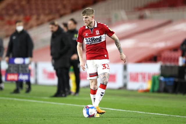 Hayden Coulson playing for Middlesbrough.