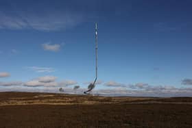 The old Bilsdale Mast is demolished via controlled explosions after it could not be repaired.