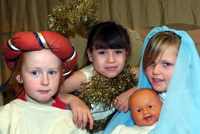 Joseph (Trudie Dodsworth), Angel (Tegan Gales) and Mary (Chloe Witham) were in the 2010 Nativity. Remember this?