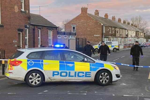 Police in Sydenham Road, Hartlepool after Adam Thomson's death on January 4. Picture by FRANK REID