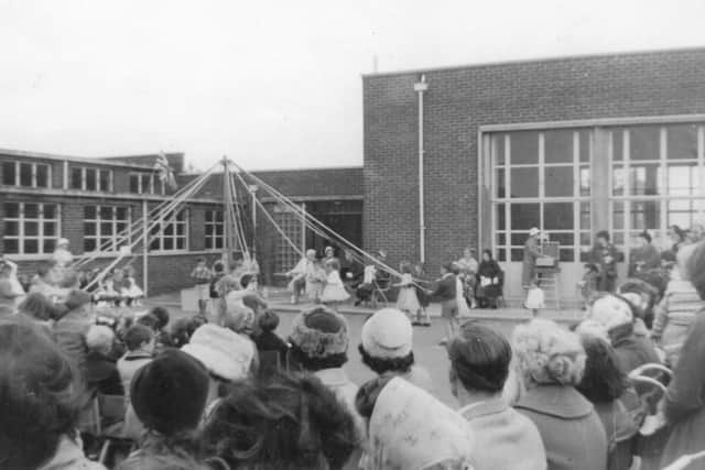 Maypole dancing at Golden Flatts School  Infants Department on Commonwealth Day in 1962.