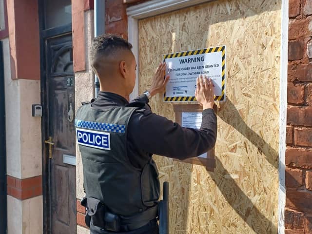The house at 20a Lowthian Road, Hartlepool, is boarded up after complaints over antisocial behaviour and drug dealing.