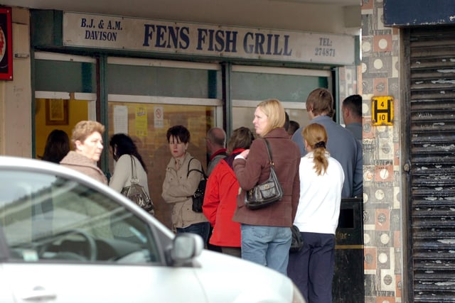 A Good Friday chip shop queue at the Fens in 2009.