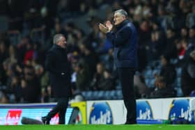 Tony Mowbray and Chris Wilder pictured at the Blackburn Rovers and Middlesbrough match at Ewood Park. (Photo by Robbie Jay Barratt - AMA/Getty Images)