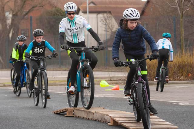 Young cyclists going through their paces at Hartlepool College. Picture Gemma Fox.