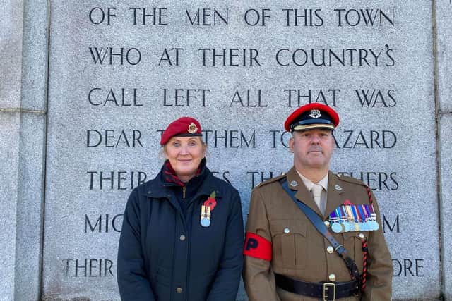 Jane Mclauchlan, Fens Primary School admin assistant and former member of the Royal Military Police,  with her husband, Major Robert Mclauchlan.