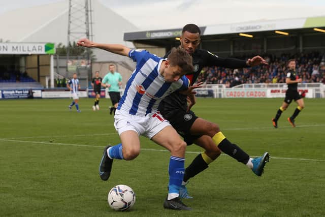 Joe Grey is building up his minutes for Hartlepool United this season after lengthy injury layoff. (Credit: Mark Fletcher | MI News)