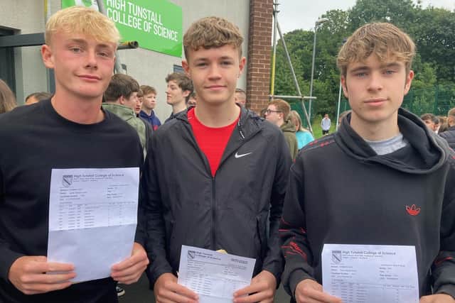 Left to right: Jacob Lamb, Harry Wiles and Theo Parry who all received impressive GCSE results.