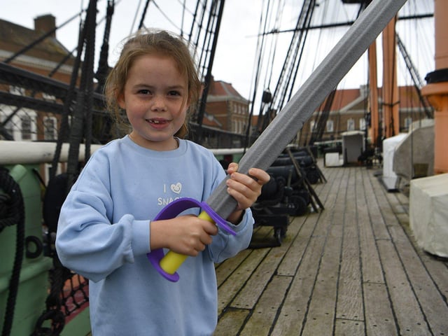 Chloe Hope enjoys herself at the National Museum of the Royal Navy.