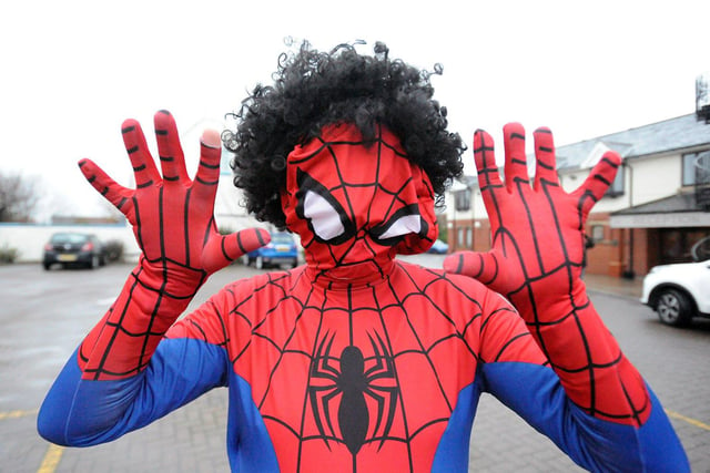 Spiderman set to do the Hartlepool Round Table Boxing Day Dip. Picture by FRANK REID