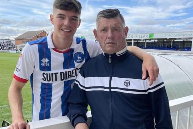 Michael Taylor at Victoria Park with his son Ellis Taylor during his spell at Hartlepool United.
