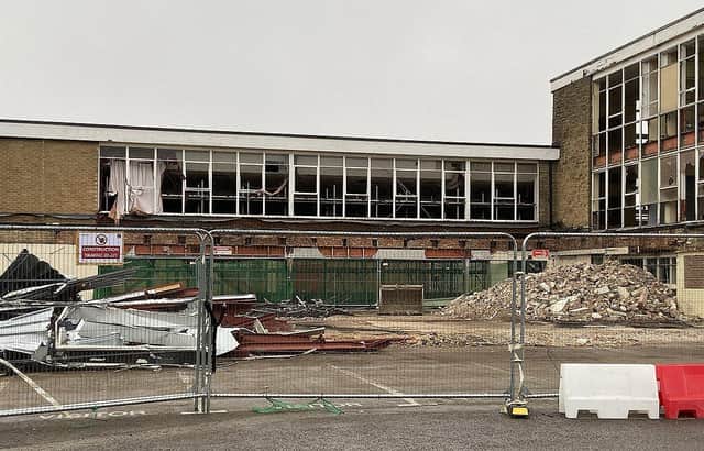 Demolition underway at English Martyrs School and Sixth Form College.