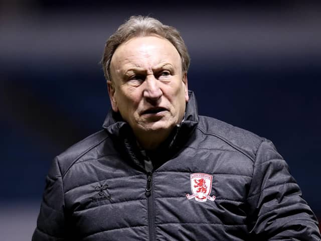 Neil Warnock, manager of Middlesbrough, reacts during the Sky Bet Championship match between Sheffield Wednesday and Middlesbrough at Hillsborough Stadium on December 29, 2020.