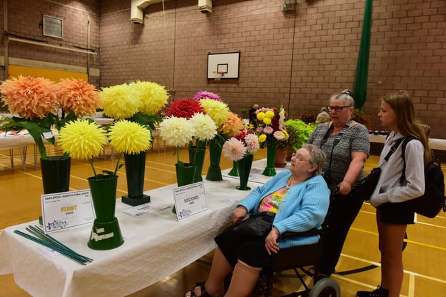 Jean Nixon, Julie Salmans and Darlie Salmans from Hartlepool admire this display which won a First and Second prize.