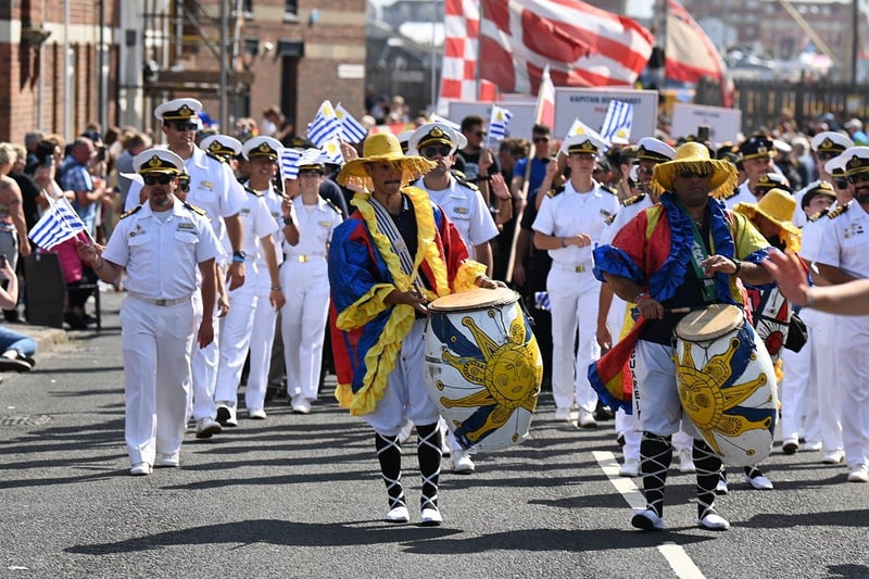 Tall Ships crew from Uruguay bring some great colour to the parade. Picture by FRANK REID