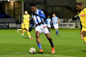 Mike Fondop is set to learn his future with Hartlepool United after talks with Graeme Lee. Picture by FRANK REID