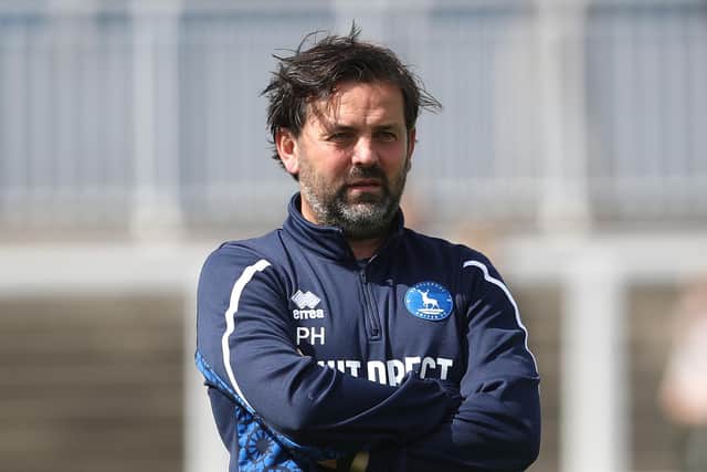 Paul Hartley will hope to be busy over the next week to improve his Hartlepool United squad before the close of the transfer window. (Credit: Mark Fletcher | MI News)