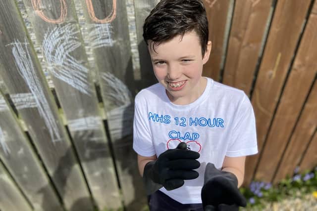 Theo Woods, 13, of Wooler Road, Hartlepool is doing a 12-hour Clap for Carers.