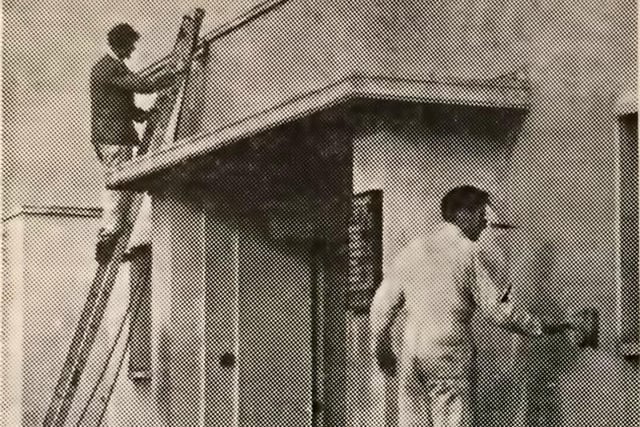 A 1952 grainy photo showing the Seaton Carew baths being given a facelift for the Summer season. Photo: Hartlepool Museum Service.