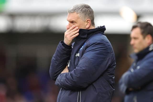 Pressure continued to grow on John Askey after Hartlepool United's defeat to Rochdale. (Photo by Pete Norton/Getty Images)