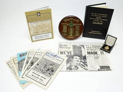 Some of Stan Anderson's memorabilia, including his 1964-55 Division Two winners' medal.