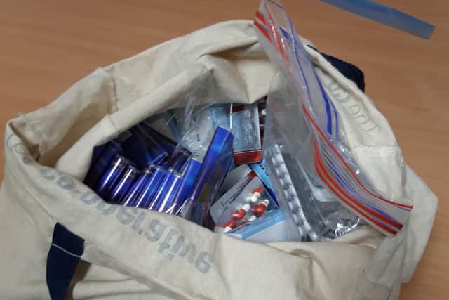Police found 'a large number' of Class B and Class C drugs when they stopped a vehicle in Hartlepool on Thursday./Photo: Hartlepool Neighbourhood Police Team