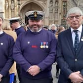 Left to right at the Westminster Abbey event: Colm Simpson, Robbie Maiden and Malcolm Cook of Hartrlepool RNLI. Picture: Tom Collins
